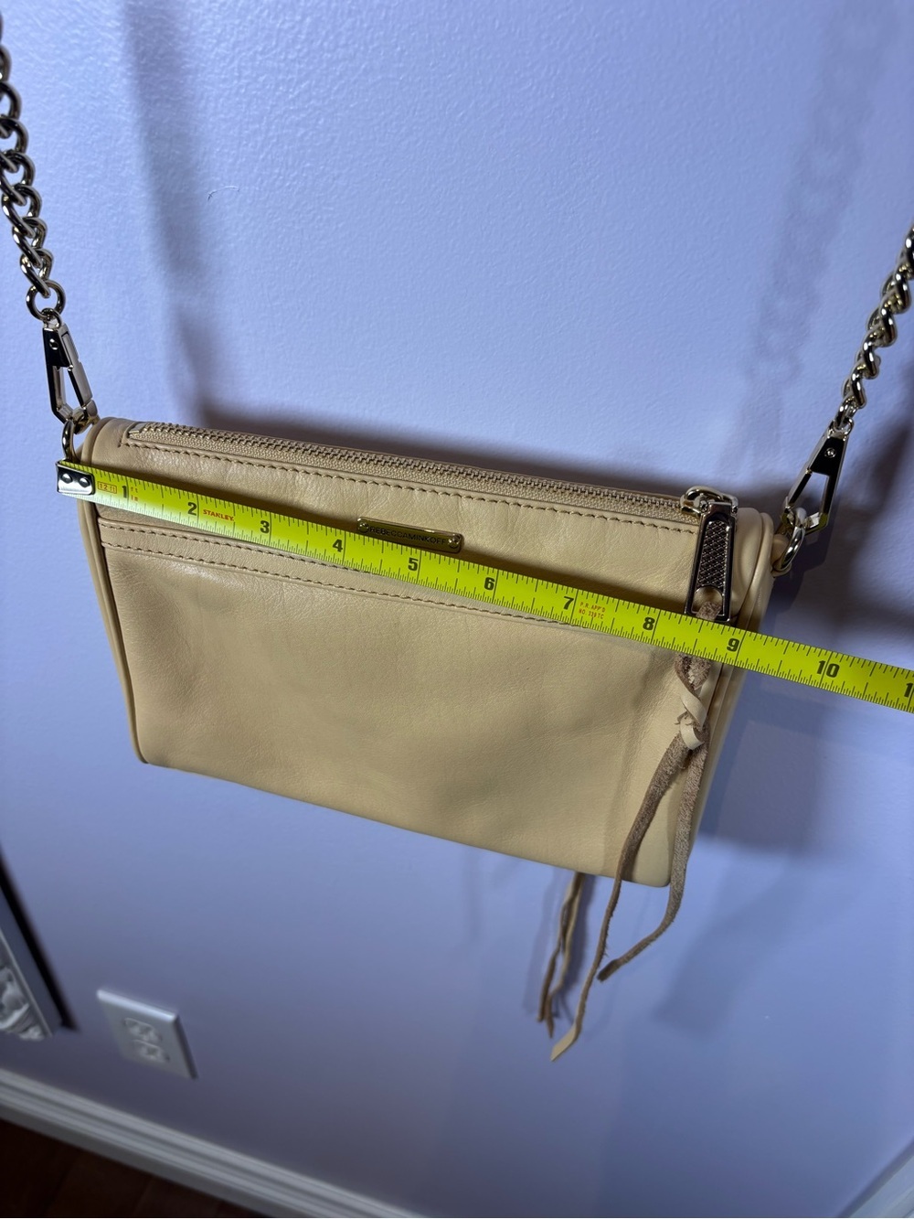 Rebecca Minkoff Beige Leather Mini MAC Crossbody with Chain Strap - Picture 5 of 9